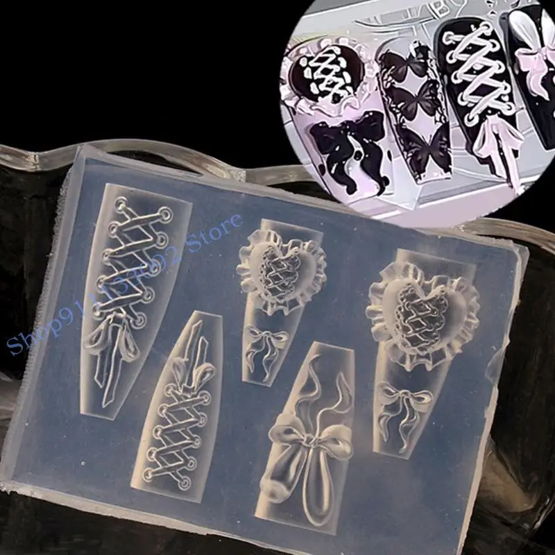 قالب سيليكون لفن الأظافر على شكل قلب من H9ED يصنع أداة حرفية ساحرة فريدة من نوعها #3