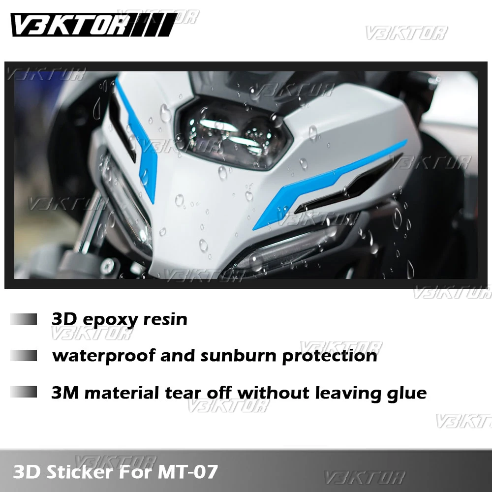 ل MT 07 MT07 MT-07 2025 ثلاثية الأبعاد دراجة نارية ملصق الجبهة الحاجز ملصق مائي عاصفة الجليد