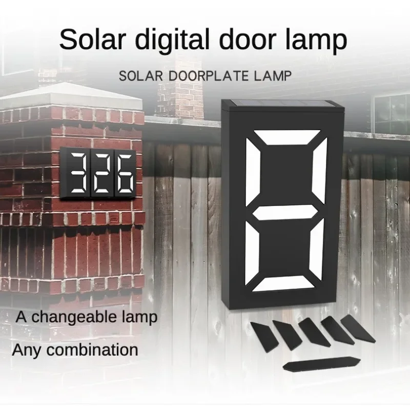 Solar Lamp Led Lights Outdoor House Number Exterior Fence Lamps Villa Hotel IP55 Waterproof Solar Sunlight Logo Porch Light