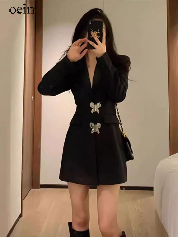 [oein]Suit Autumn New Socialite Temperament Goddess Fan Xiaohei Wealthy Heiress Petite Hepburn Style Dress