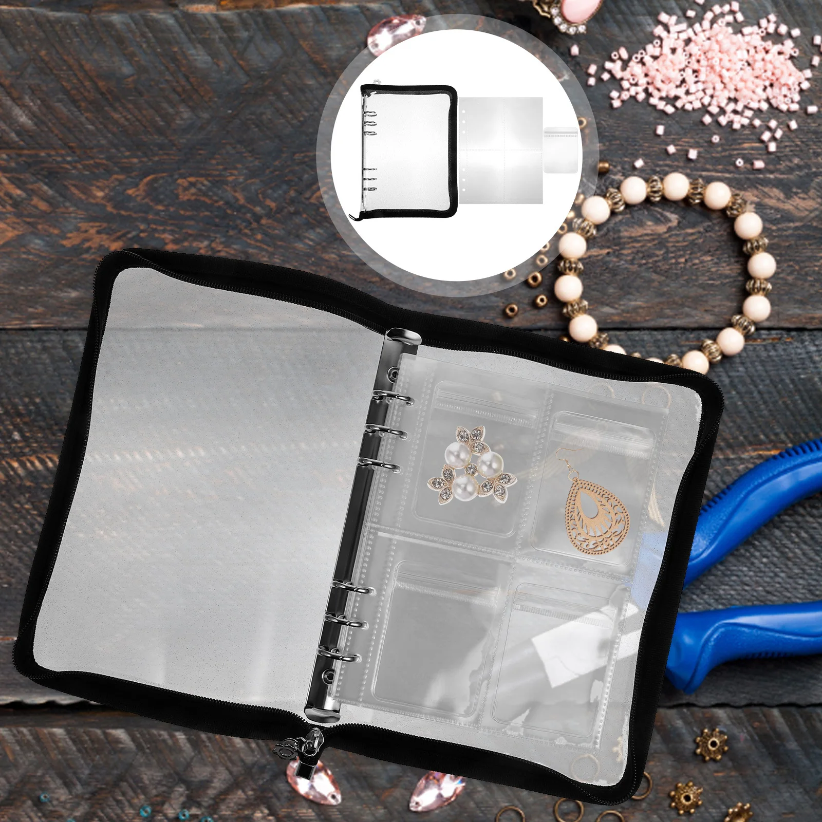 

1 комплект прозрачных книг-органайзеров для украшений, 20 внутренних листов, несколько отделений для колье, серег, колец, защита от окисления, для путешествий