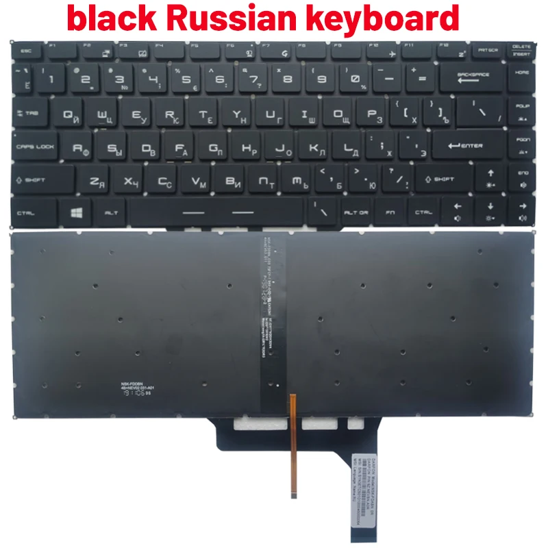 Keyboard laptop Rusia/AS/Spanyol untuk MSI GF63 8RC 8RD MS-16R1 MS-16R4 GF65 Thin 9SD 9SE 10SD 10SE MS-16W1 GS65 GS65VR MS-16Q1