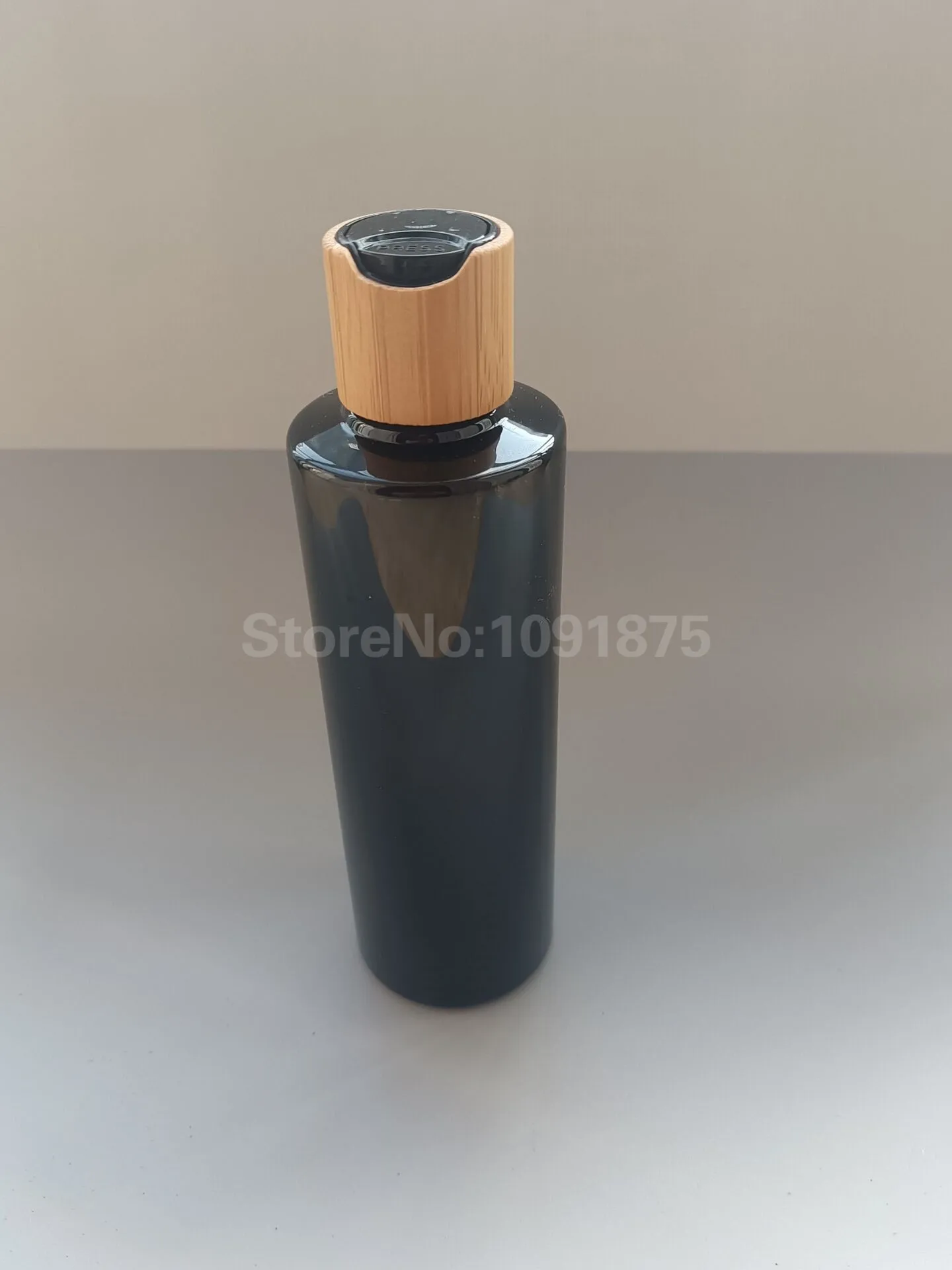 

10pcs 100ml Black Plastic Lotion Bottle With Bamboo Disc Cap,Essential Oils Cosmetic Packaging Shampoo Bottle