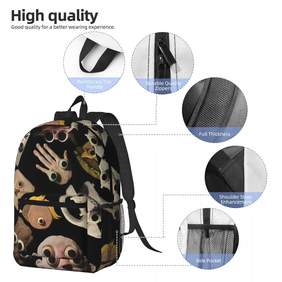 Jack Stauber Mix Backpack Student BookBag Kids School Bag Laptop Shoulder Bags for Men Women