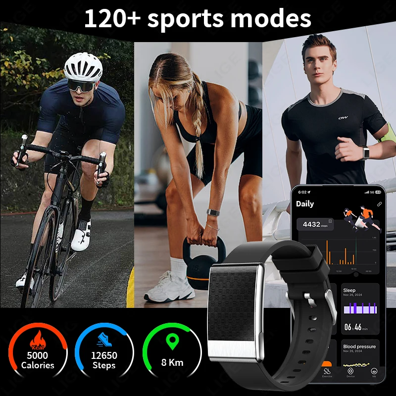 LIGE ECG Smart Bracelet HRV Monitor Health Sport Band New Fitness Tracker Waterproof Wristband No Screen Smartwatch Women Men