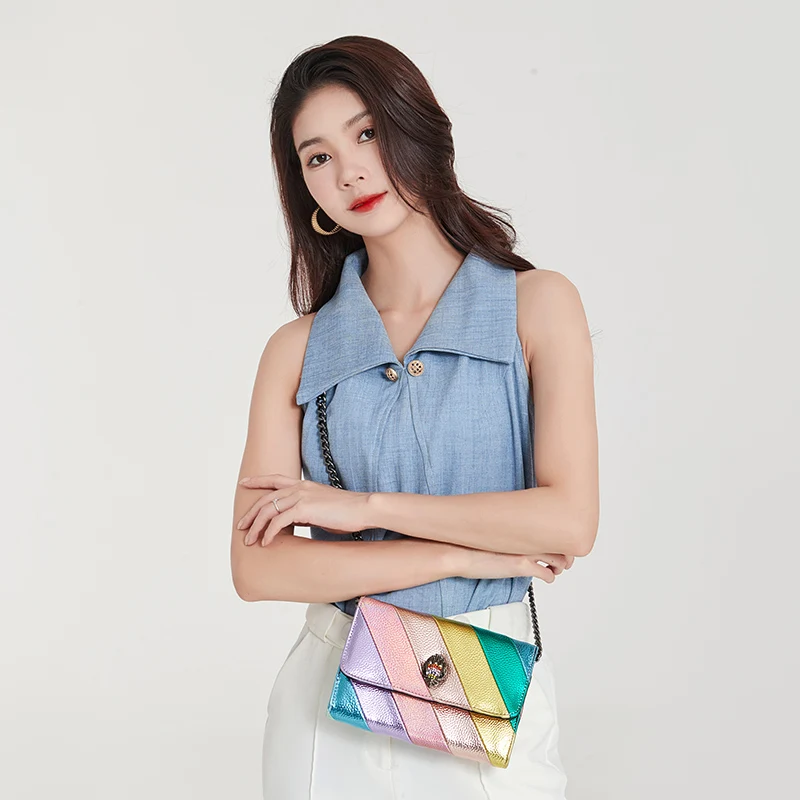 Kurt Geiger Luxury Brand Designer Shoulder Bag Fashion Colorful Crossbody Advanced Material Splice Retro Women\'s Bag Clutch Bag