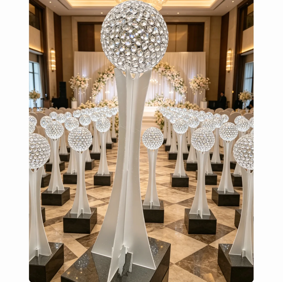 6pcs Silver Acrylic Crystal Goblet with acrylic stand centerpieces  for Wedding and Event Centerpieces