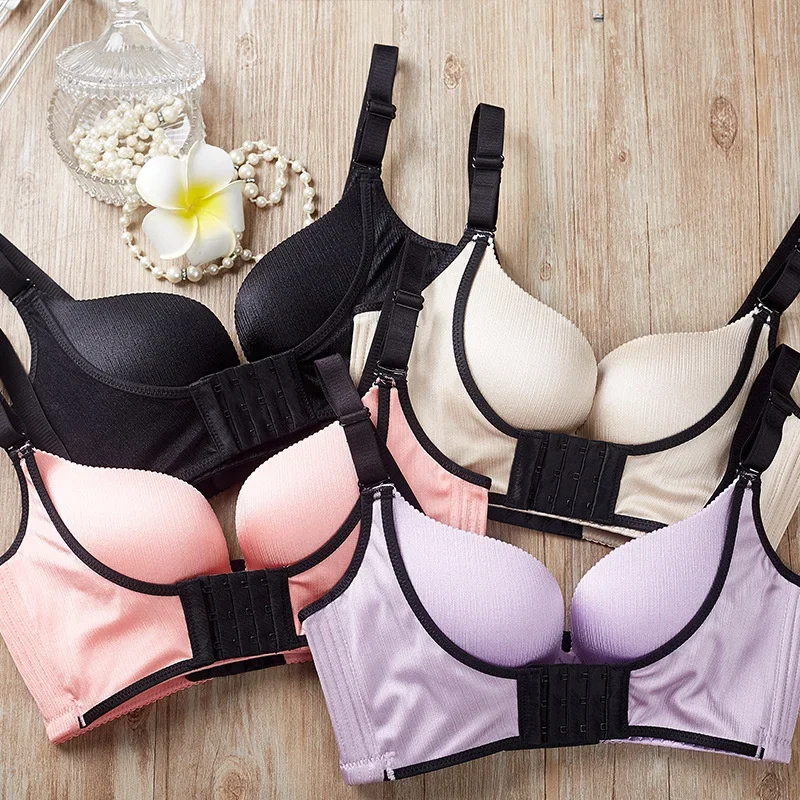 

Front Closure Sexy Push Up Bra Plus Size Women Gather Adjustable Underwear Lingerie Ladies Bralette Seamless Brassiere ABC Cup