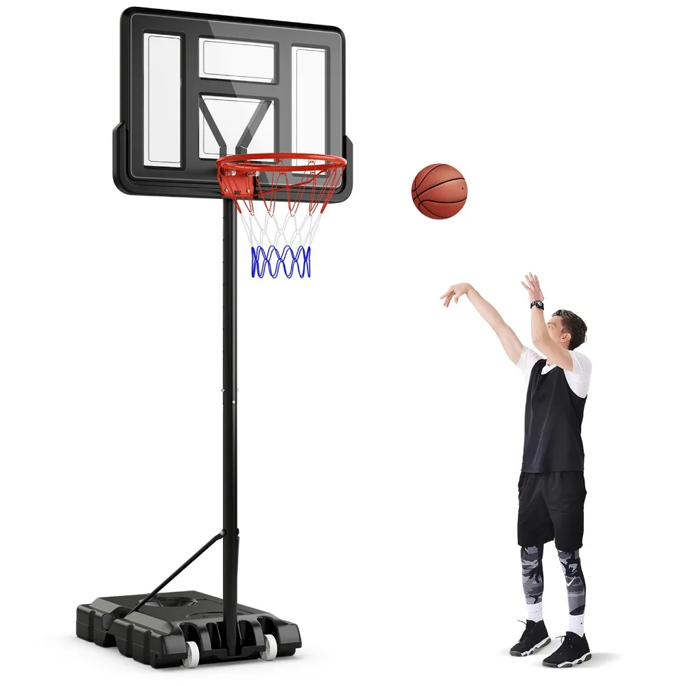 

4.4-10 FT Portable Basketball Hoop w/ 44'' Shatterproof Backboard Fillable Base
