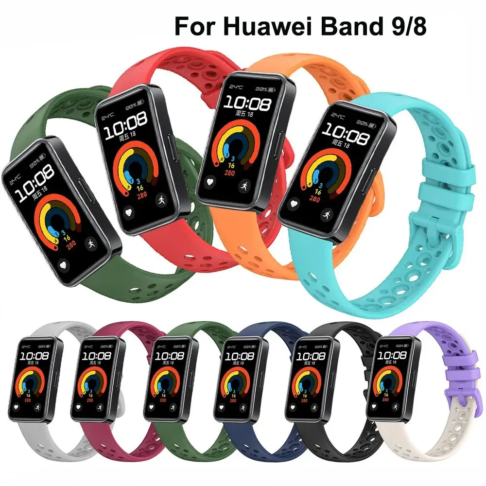 Breathable Silicone Strap For Huawei Band 9 Smartwatch Bracelet Correa Sport Watchband For Huawei Band 8 9 Wristband Accessories