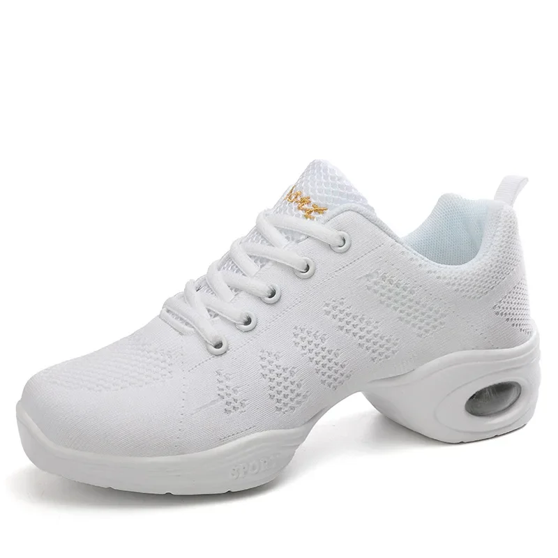 Dance Shoes Woman Ladies Modern Soft Outsole Jazz Sneakers Mesh Breathable Lightweight Female Dancing Fitness Shoes Sport