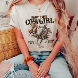 Cowboy Rodeo Printed Western T-Shirts Short Sleeve Cowgirl Cute Funny Retro Country T Shirt Women Vintage Boho Graphic Tees Tops