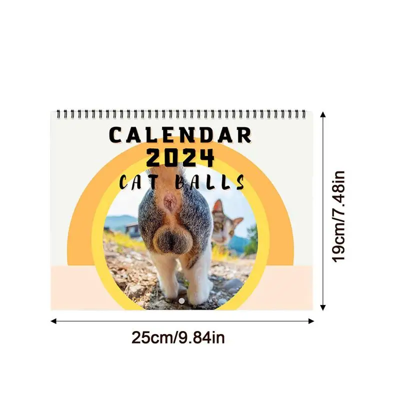 Nieuwe Kat Butthole Kalender Grappige 2024 Muur Katten Ballen Kalender Decoratieve Kat Butthole 2024 Kalender Papier Kitten Kont Prank Kalender