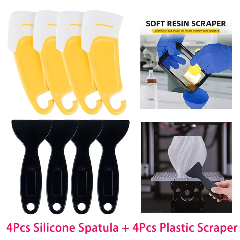 

8PCS UV Resin 3D Printer Must-Have Tools,Flexible Resin Scraper Plastic Spatula for Resin Cleaning and Film Protection 3D Printe
