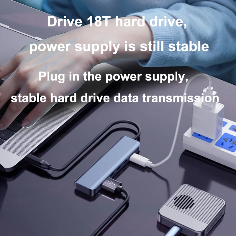 6 in 1 Type-c DP alt mode USB C Hub with HDTV 4K@60Hz Dual Video Output USB3.2 Gen2 HUB 10Gbps Data 100W PD Charging for Laptop