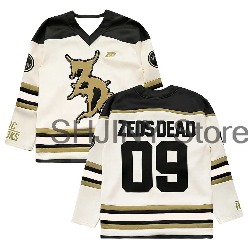 

Zeds Dead Royale Hockey Jersey 2026 Music Festival V-Neck Long Sleeve Loose Top Shirts Women Men Athletic T-shirt