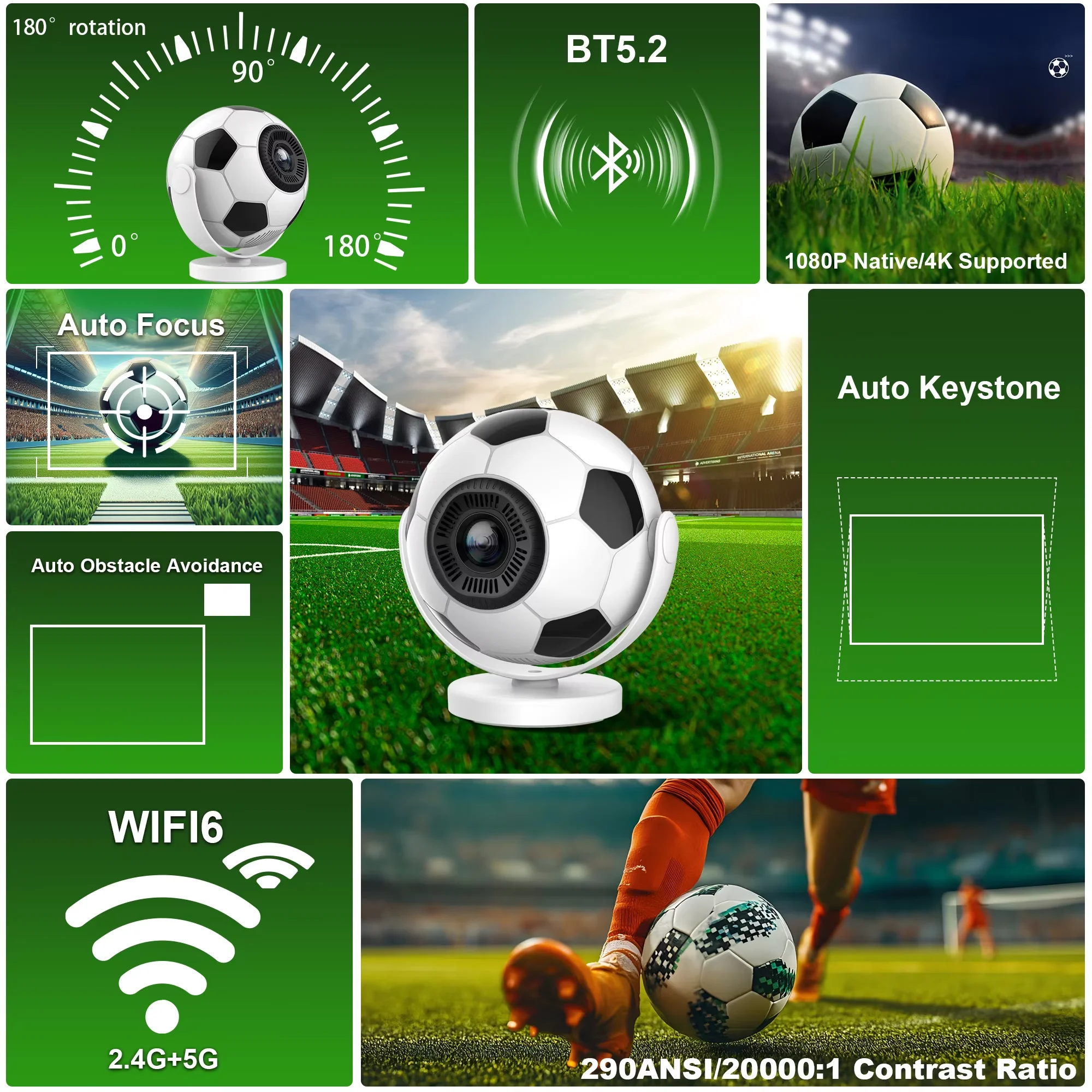 Velec Projector HY300F 290ANSI 720P 8K Portable Android14 Home Mini Projector Outdoor Football Fans Gift Support Netflix Youtube