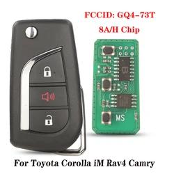 jingyuqin kluczyk samochodowy GQ4-73T 8A/H Chip 2017-2021 dla Toyota Corolla iM Rav4 Camry 3-przyciskowy klucz odwróć