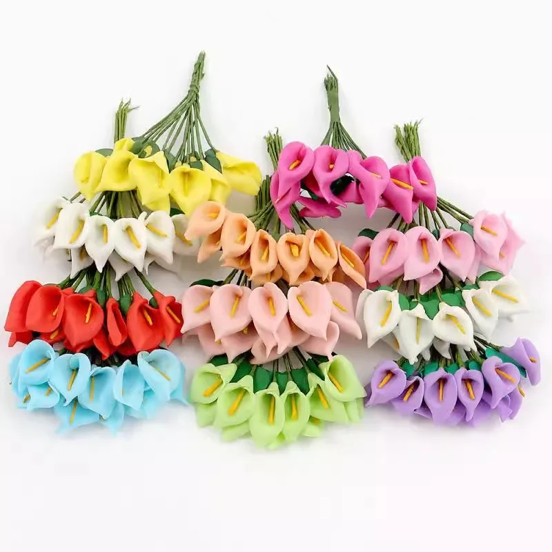 Artificial Foam Calla Lily Bouquet Fake Flowers Wreath Headdress Diy Handmade Materials Home Room Wedding Bridal Flower Decora