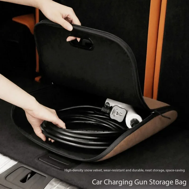 Electric Vehicle Charging Gun Storage Bag Waterproof Fire Retardant Oxford Cloth Car Trunk Organizer Portable EV Charger Cable S
