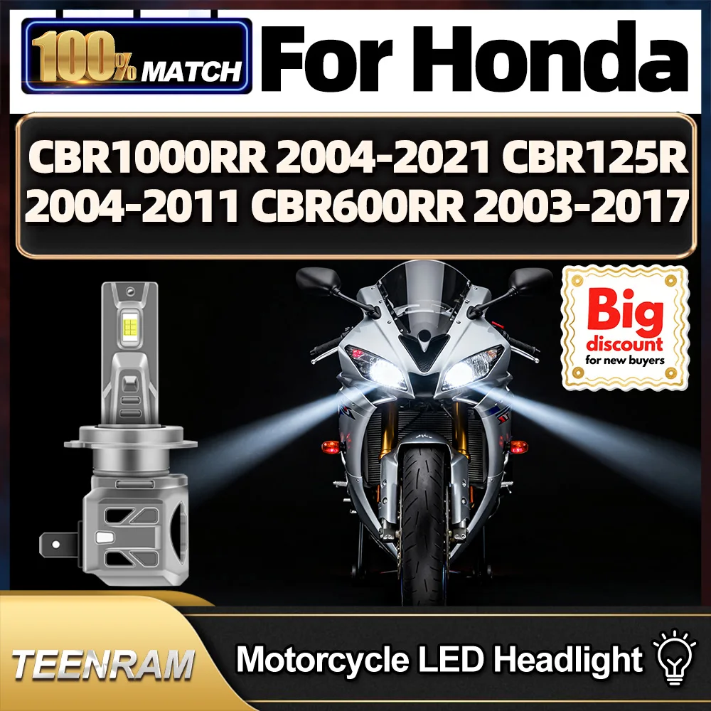 

TEENRAM для Honda CBR1000RR 2004-2021 CBR125R 2004-2011 CBR600RR 2003-2017 мотоциклетные светодиодные лампы для фар, ампулы для фар мотоцикла