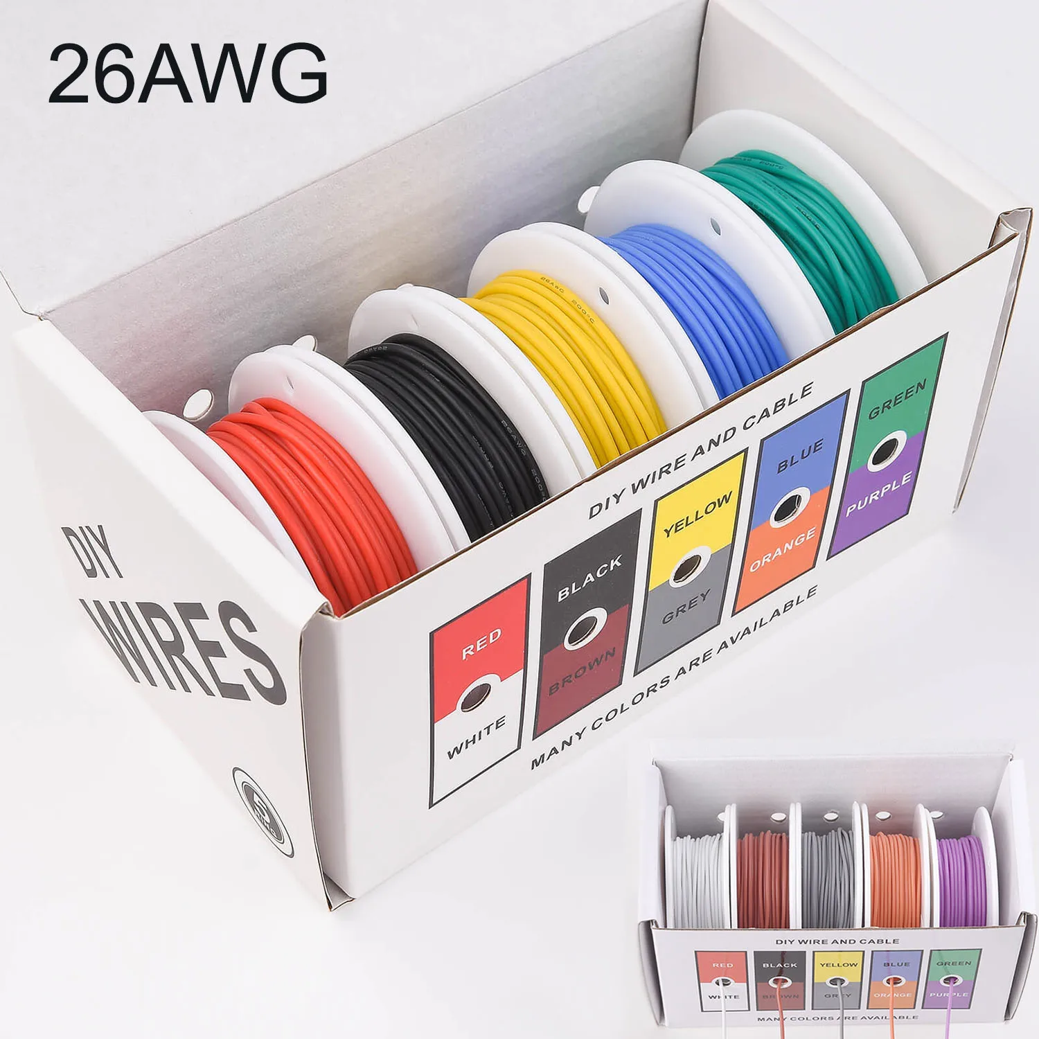 26 AWG Stranded Electrical Wire 26 Gauge Tinned Copper Wires Flexible Silicone Electric Hookup Wire Kit 10 Colors 10m Each