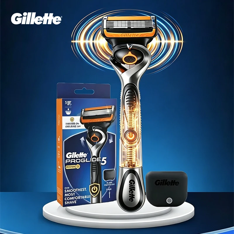 Gillette Fusion5 ProGlide Power Men Razor FlexBall Micro Vibration 5 Layers Blades Precision Trimmer with Blade Protector