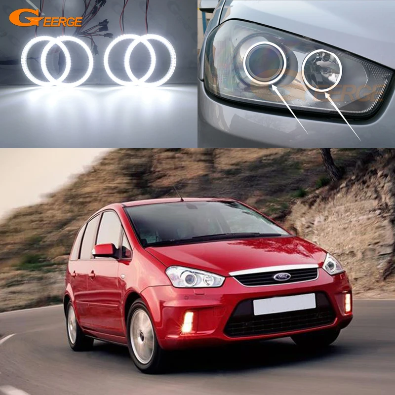 

Для Ford Focus C-Max 2003 2004 2005 2006 2007 2008 2009 2010 Отличный ультра яркий DRL SMD LED Angel Eyes Kit Halo Rings