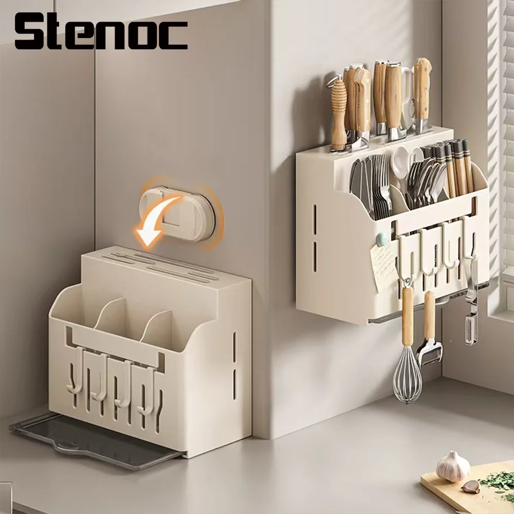 

New Multifunctional Wall-Mounted Kitchen Utensil Chopstick Spoon Knife Fork Holder Draining Rack Kitchen Organizer Accessories