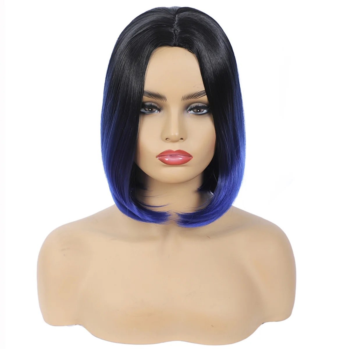 

Fashion Wig Short Hair Middle Parted Color Chemical Fiber High Temperature Silk Ladies Wig Covering,F