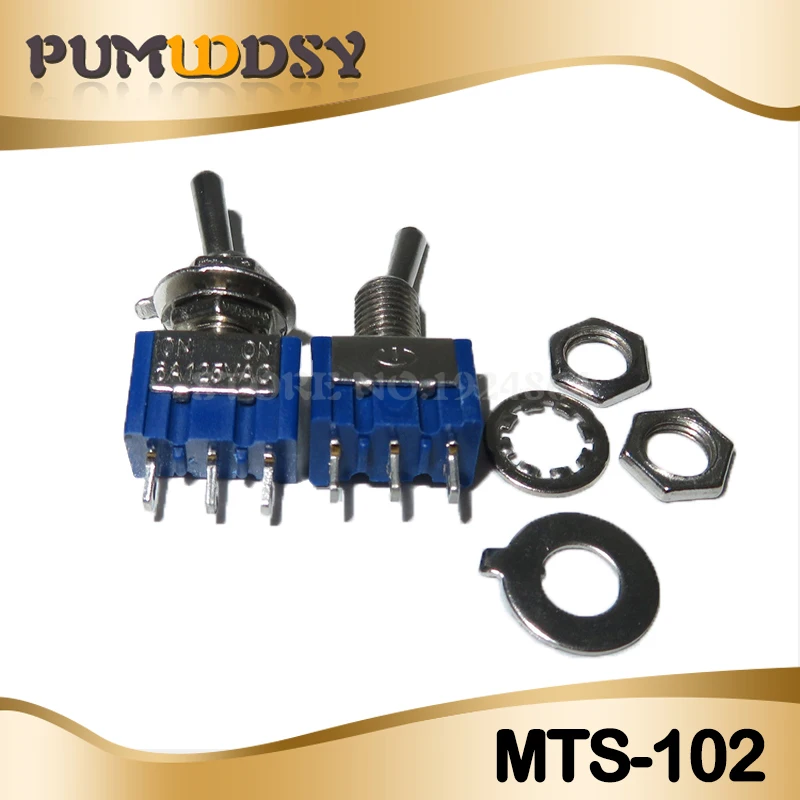 10PCS MTS-102 MTS-103 MTS-202 MTS-203 6A 125V Mini 3/6PIN ON-OFF/ON-OFF-ON Interruttori A Levetta Per La Commutazione Luci Motori MTS
