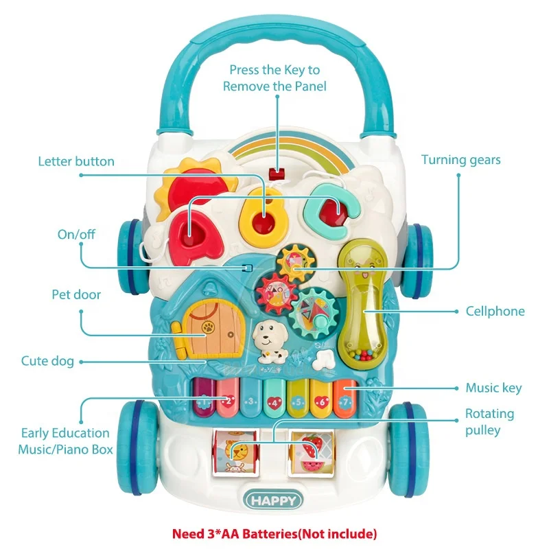 3 in 1 Baby Walker Sit to Stand Toys Kids Activity Center Toddlers Musical Fun Table Lights and Sounds Learning