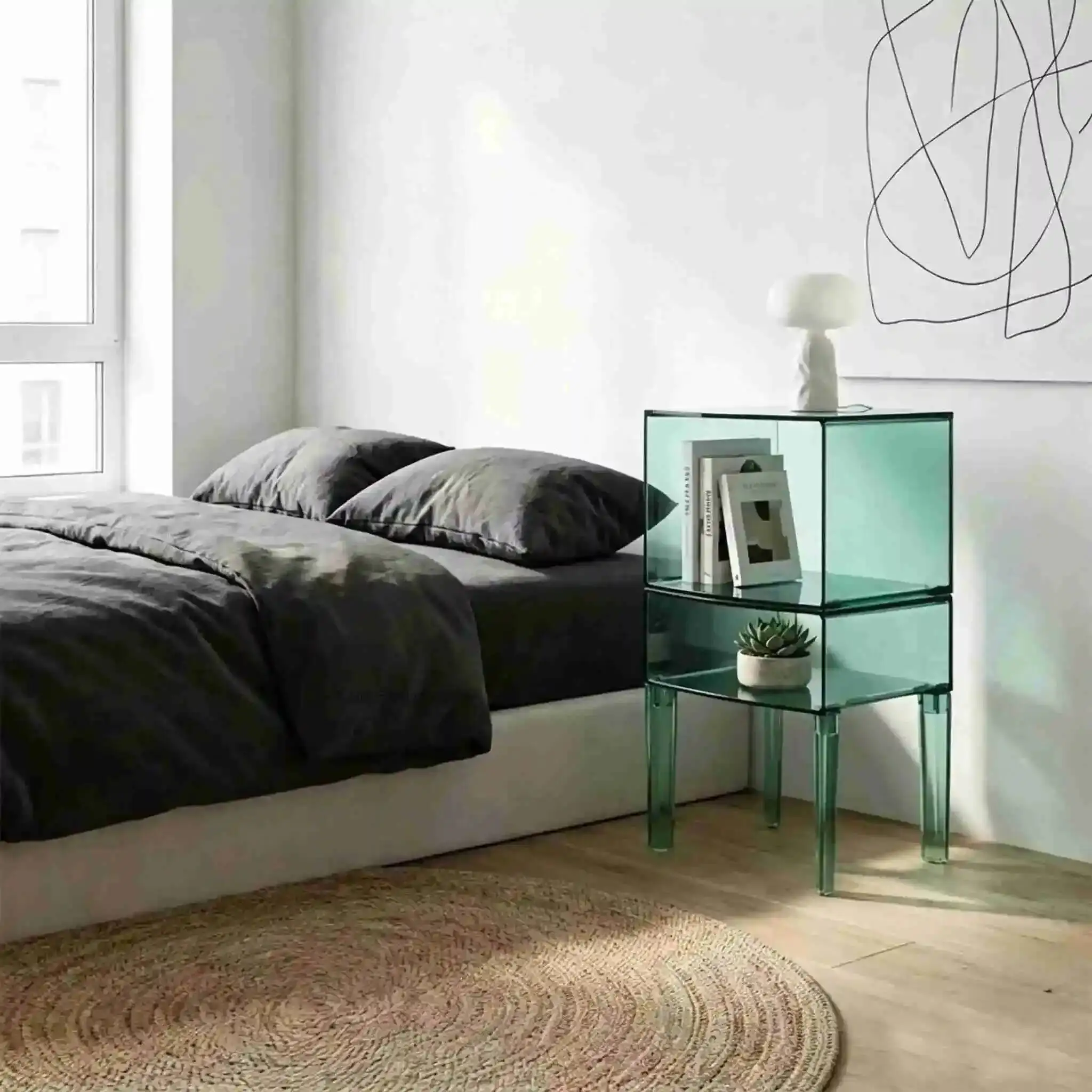 Bedroom Minimalist Nordic Transparent Nightstand Modern Acrylic Storage Cabinet for Stacking Design Space Saving Creative