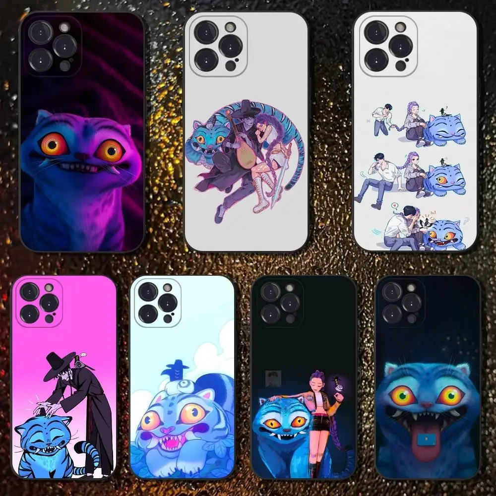 

KPop D-Demon H-Hunters TIGER Phone Case For iPhone 16,15,14,13,12,11 Plus,Pro Max,XS,X,XR,SE,Mini,8,7,Soft Silicone Black Cover