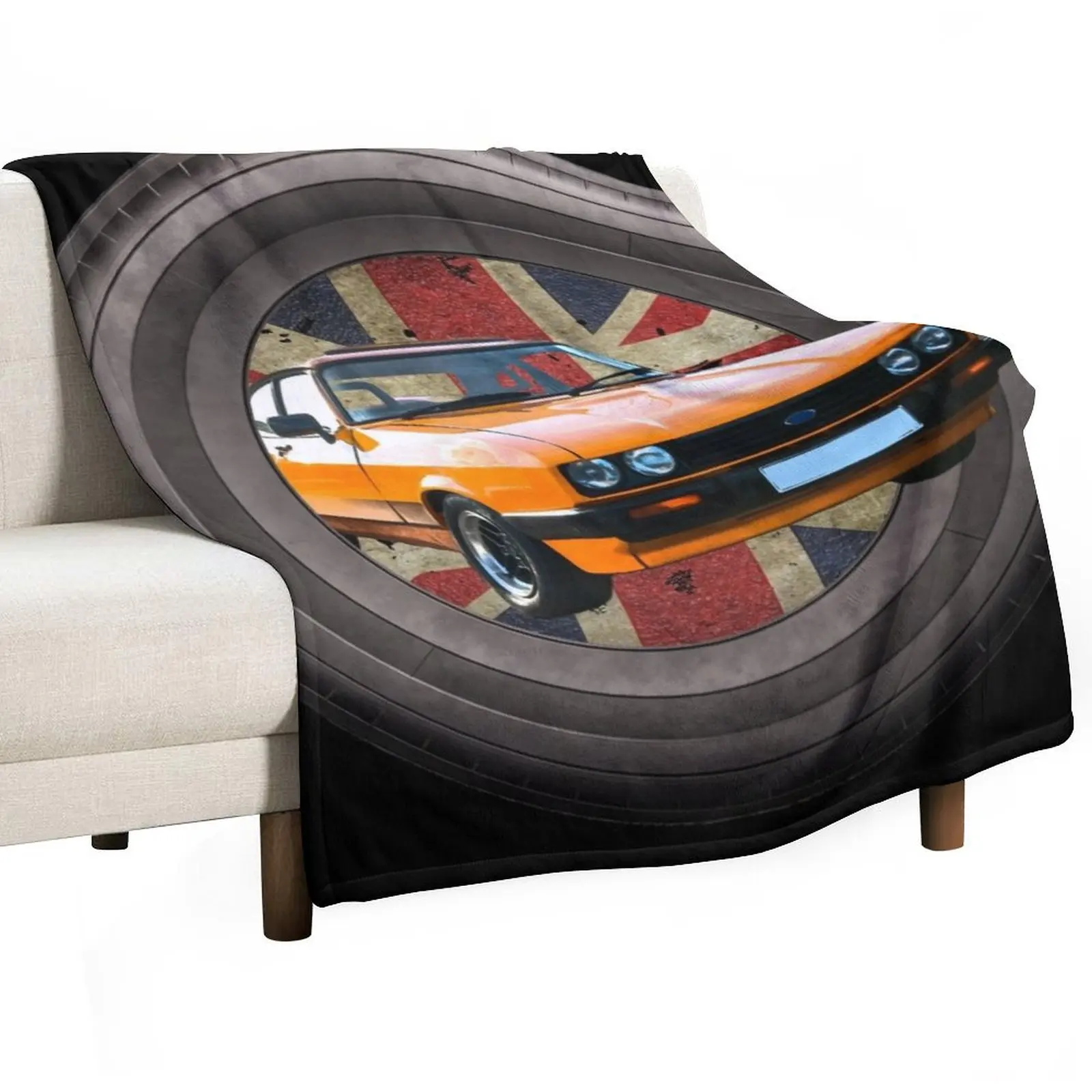 Ford Capri MK3 In A Tyre Throw Blanket Thermals For Travel bed plaid Blankets