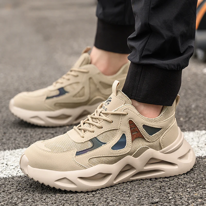 Breathable Men Work Shoes Indestructible Safety Shoes Lightweight Protective Sneakers Safety Steel Toe Shoes Men Puncture-Proof