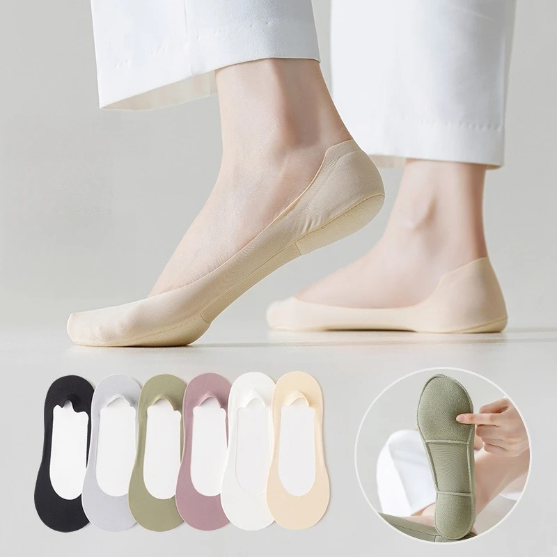 

2Pcs Women Boat Sock Plantar Fasciitis Shoes Insole Socks Insoles for Feet Shock Absorbing Shoe Sole Invisible Non Slip Shoe Pad