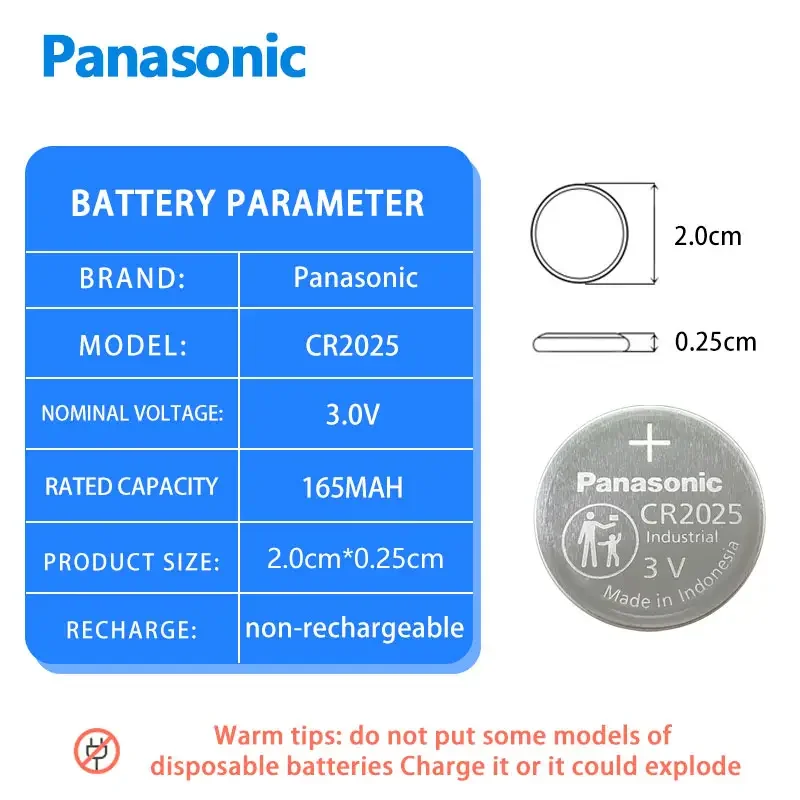 Panasonic CR2025 bateria guzikowa 3V nadaje się do zegarka na wagę Mercedes Benz Volkswagen Ford Golf Mazda Xuan Yi elektroniczny kluczyk samochodowy