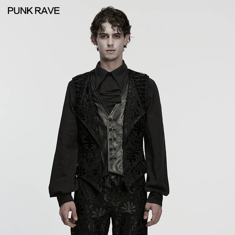 

Панк-рейв, мужской готический великолепный элегантный дворцовый тканый жилет с вышивкой, роман, красивый силуэт, топы в стиле ретро, мужская одежда