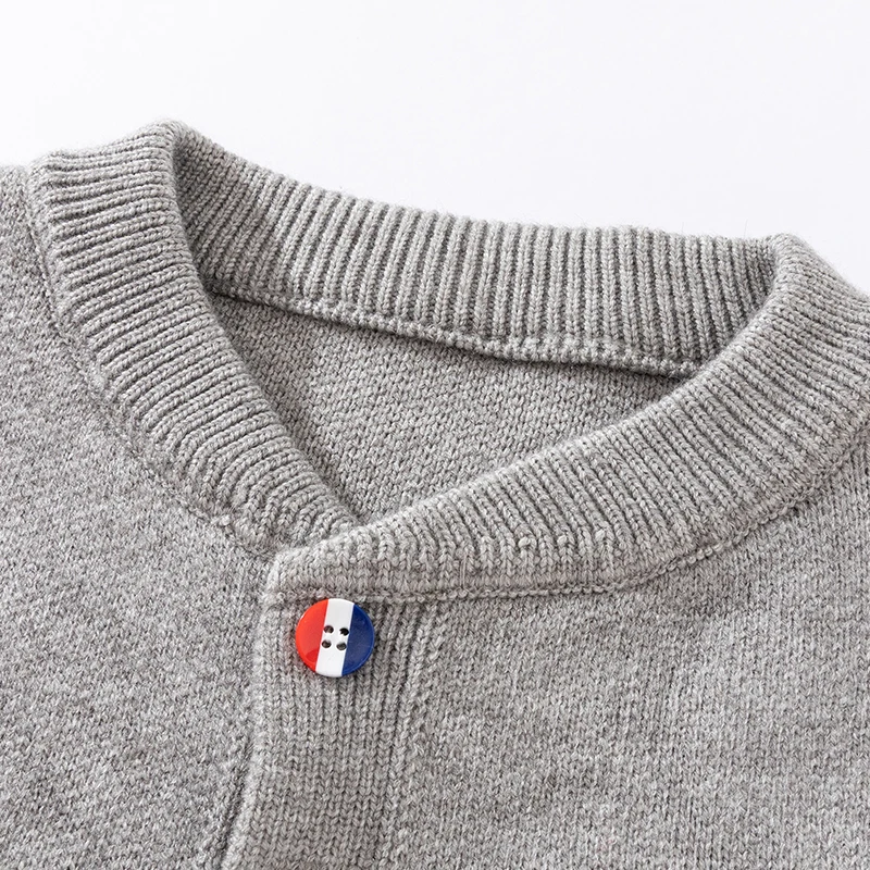 Original Design Herren Langarm Strick-Cardigan Einreihig Farbblock-Muster Stickerei Herbst Winter Casual Pullover – Detail 6