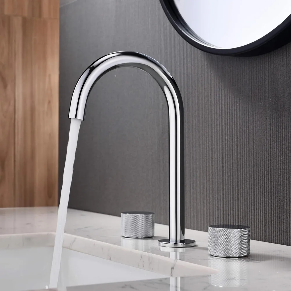 8-дюймовый широко распространенный смеситель для унитаза со сливной сборкой, твердая латунь, конструкция с 3 отверстиями для круглых раковин для ванной комнаты