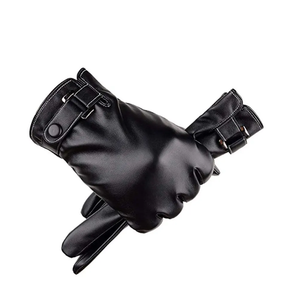 1 Paar Handgelenkstütze, modische Winterhandschuhe mit voller Handfläche und Touchscreen, warme PU-Lederhandschuhe, winddicht bei kaltem Wetter, leicht