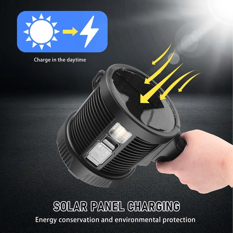 Rechargeable Spotlight,100000 Lumens LED Spot Lights Handheld Large Flashlight Super Bright Outdoor Solar Spotlights