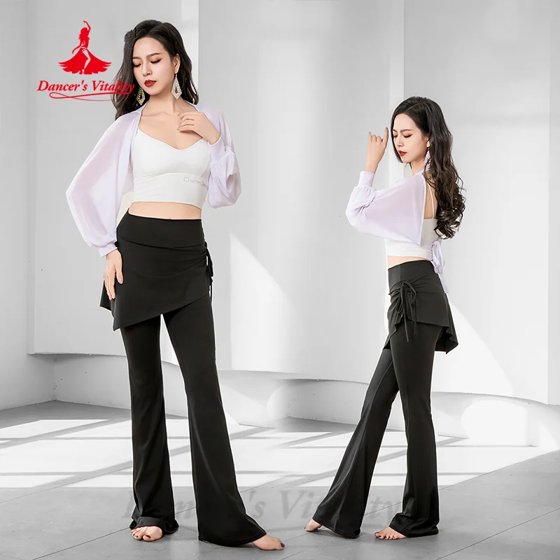 

Новые танцевальные брюки для девочек, утягивающие расклешенные брюки с высокой талией, тренировочная одежда для танца живота, женская тренировочная одежда для восточных танцев