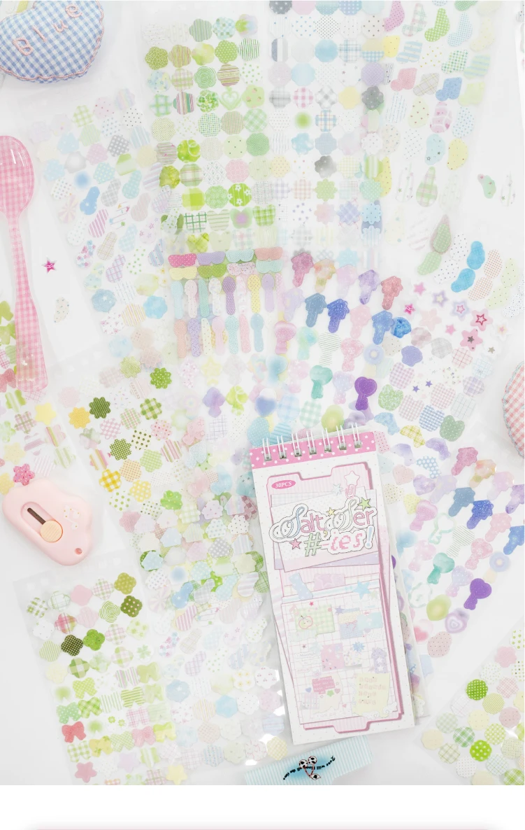 Journal GO 20 Stück Macaron Matte PET Blumen- & Karo-Aufkleber Niedliche Scrapbooking-Karten-Bastel-Aufkleber für Tagebücher & Planer – Detail 2