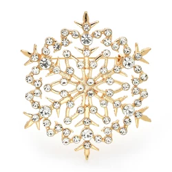 Wuli&baby Beauty Snowflake Brooches For Women Unisex 2-color Christmas New Year Winter Flower Party Brooch Pin Gifts
