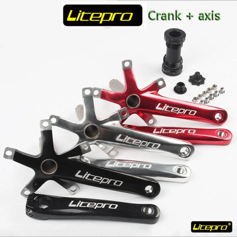 LP litepro Cogwheel left and right crank set Road bike folding car modification Single disc 130 BCD bicycle parts Including axis image 6