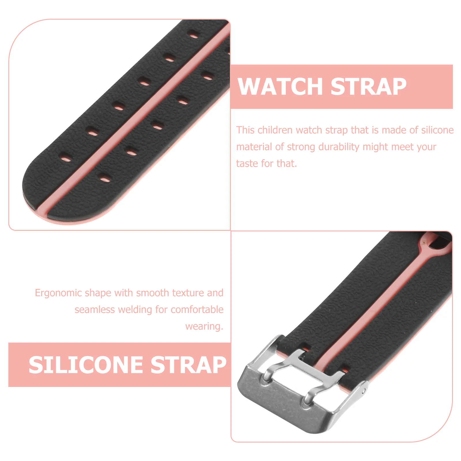 Fourth Generation Children Phone Watch Band Watch Strap for Children Wearing (Black and Pink) Replacement Strap