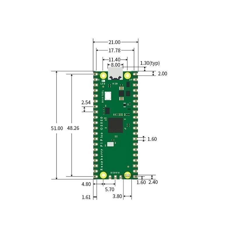 RP2040 Dual-Core-Mikrocontroller-Board Typ-C Micro-USB Python-Entwicklungsboard Kompatibel mit Raspberry Pi Pico – Detail 2