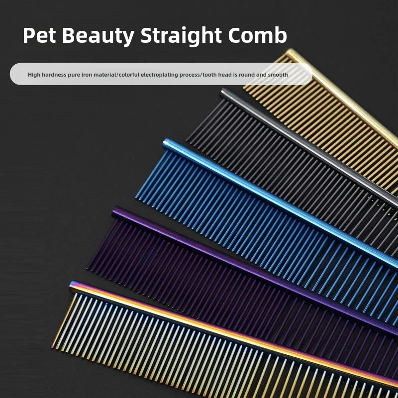 

Pet Supplies New Style to Remove Floating Hair Pet Grooming Comb Electroplated Stainless Steel Pet Comb Dog Comb Shaving Comb
